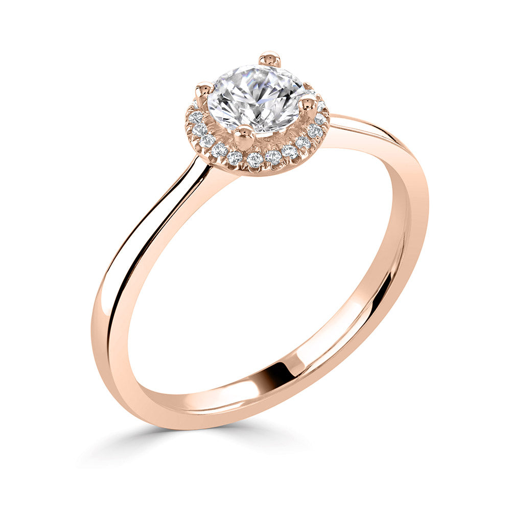 Brilliant round cut 4 claw halo diamond ring