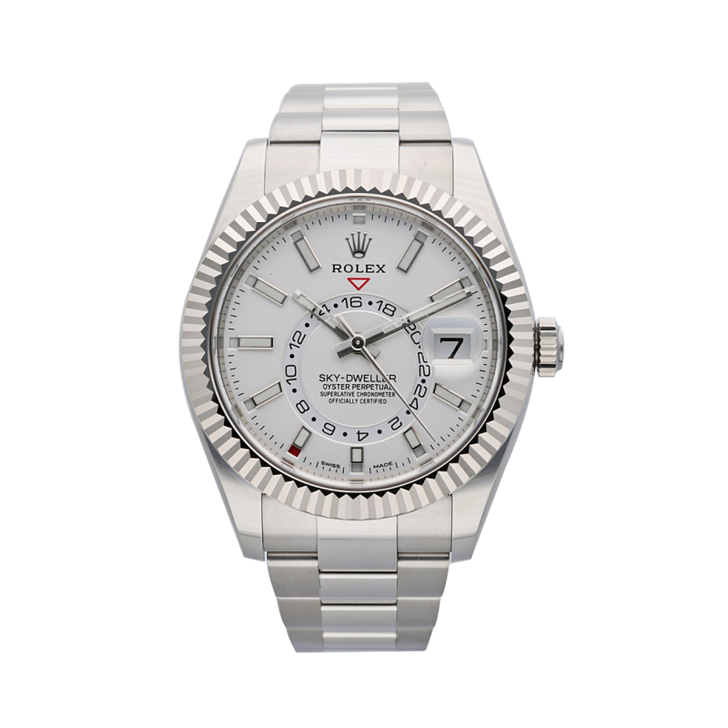 Pre-Owned 2020 Rolex Sky-Dweller oyster White Dial Watch 326934