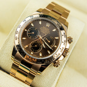 2021 Rolex COSMOGRAPH DAYTONA Rose Gold, Chocolate Dial, 40mm 116505 RR JEWELLERS YARM