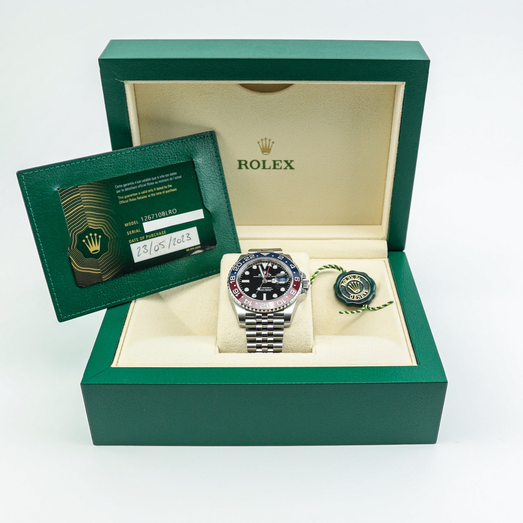 Pre - Owned Worn 2023 Rolex GMT-MASTER II 'Pepsi' 126710BLRO Full set with box & papers available at RR JEWELLERS YARM
