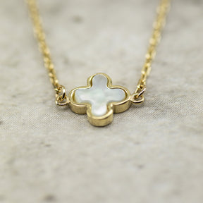 Designer Inspired 9ct Yellow Gold 3 Mother Of Pearl Petal Necklace at RR JEWELLERS
