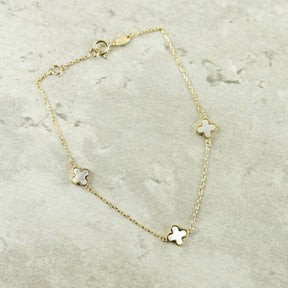 Designer Inspired 9ct Yellow Gold 3 Mother Of Pearl Petal Bracelet AVAILABLE AT RR JEWELLERS YARM