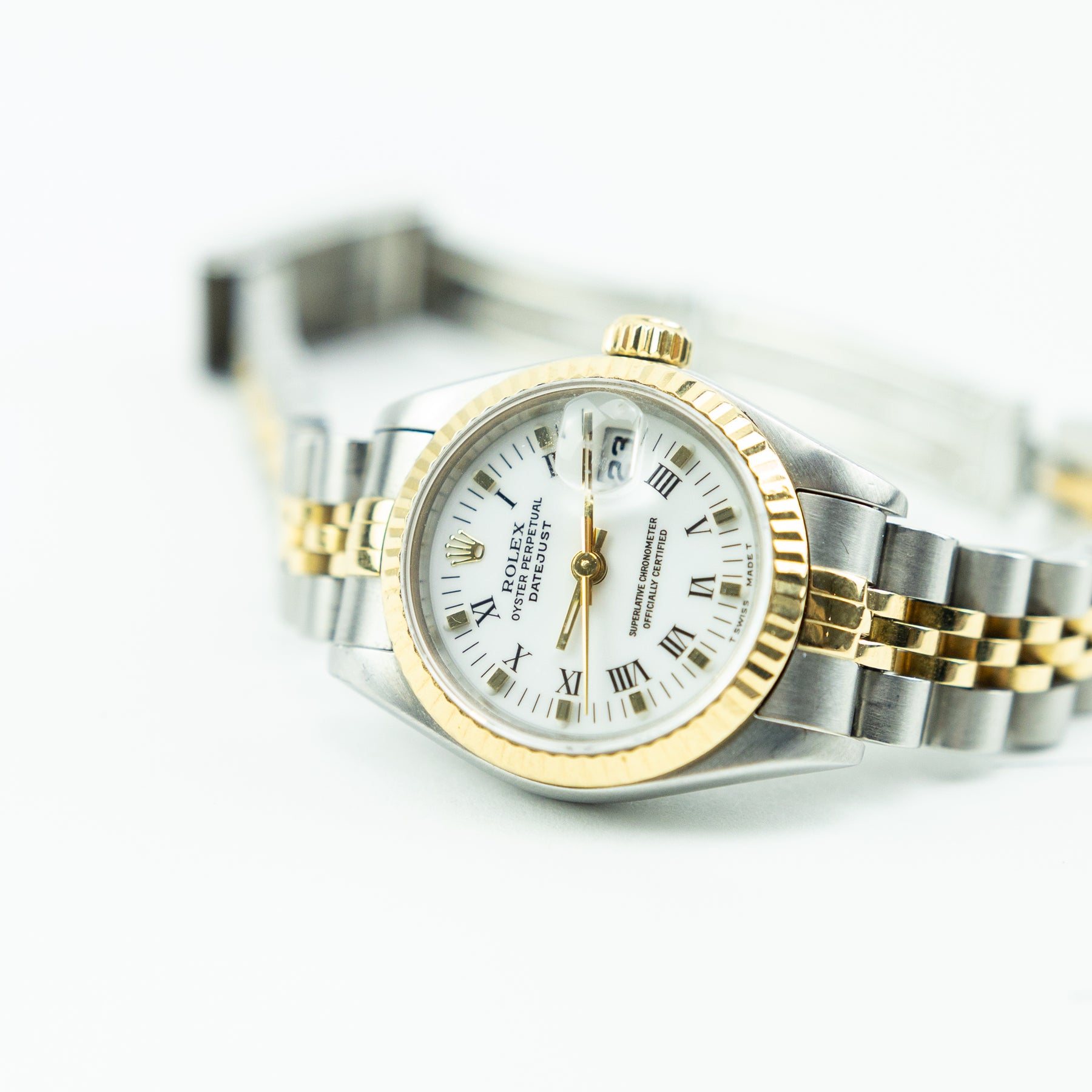 1989 Rolex DATEJUST 26mm Steel & Yellow Gold Fluted Bezel Roman Markers 6917 Available at RR Jewellers Yarm