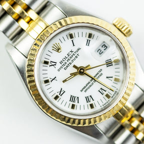 1989 Rolex DATEJUST 26mm Steel & Yellow Gold Fluted Bezel Roman Markers 6917 Available at RR Jewellers Yarm