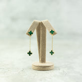Designer Inspired 9ct Yellow Gold 2 Malachite Petal Earrings Available at RR Jewellers Yarm UK