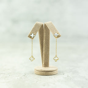 Designer Inspired 9ct Yellow Gold 2 Mother Of Pearl Petal Earrings at RR Jewellers Yarm UK