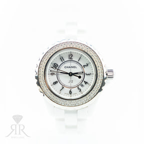 2007 Chanel J12 Date, White Ceramic & Diamond Bezel, 33mm, H0967