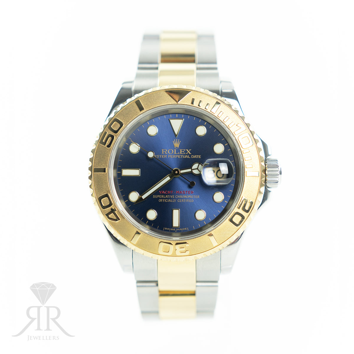 2007 Rolex YACHT-MASTER Bi Metal 18K Yellow Gold & Oystersteel, Blue Dial, 40mm 11623 available at RR Jewellers Yarm