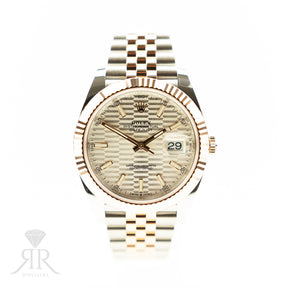 2023 Rolex DATEJUST 41mm Steel & Everose Gold, Fluted Bezel, Motif Dial 126331 AT RR JEWELLERS YARM