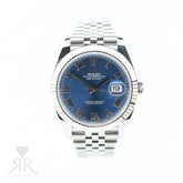 2023 Rolex DATEJUST 41mm Oystersteel & White Gold, Azzuro Dial, Fluted Bezel at RR JEWELLERS YARM UK