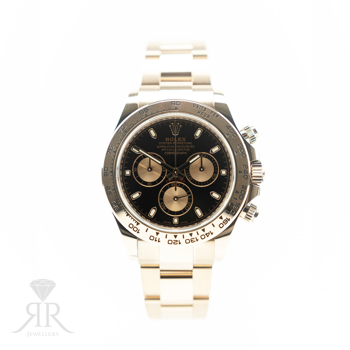 2023 Rolex COSMOGRAPH DAYTONA 18K Everose Gold, Black Dial 116505 Available at RR Jewellers Yarm