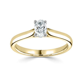 18ct yellow gold oval cut 1.13ct D colour lab diamond 4 claw set ring