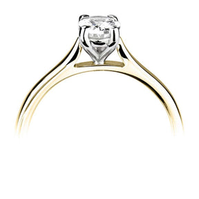18ct yellow gold oval cut 1.13ct D colour lab diamond 4 claw set ring