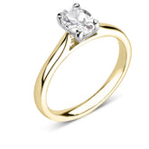 18ct yellow gold oval cut 1.13ct D colour lab diamond 4 claw set ring