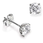 18ct white gold round brilliant cut 2.14cttw lab diamond 4 claw stud earrings