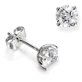 Platinum Round Brilliant Cut 4.05ct  4 Claw Stud Earrings