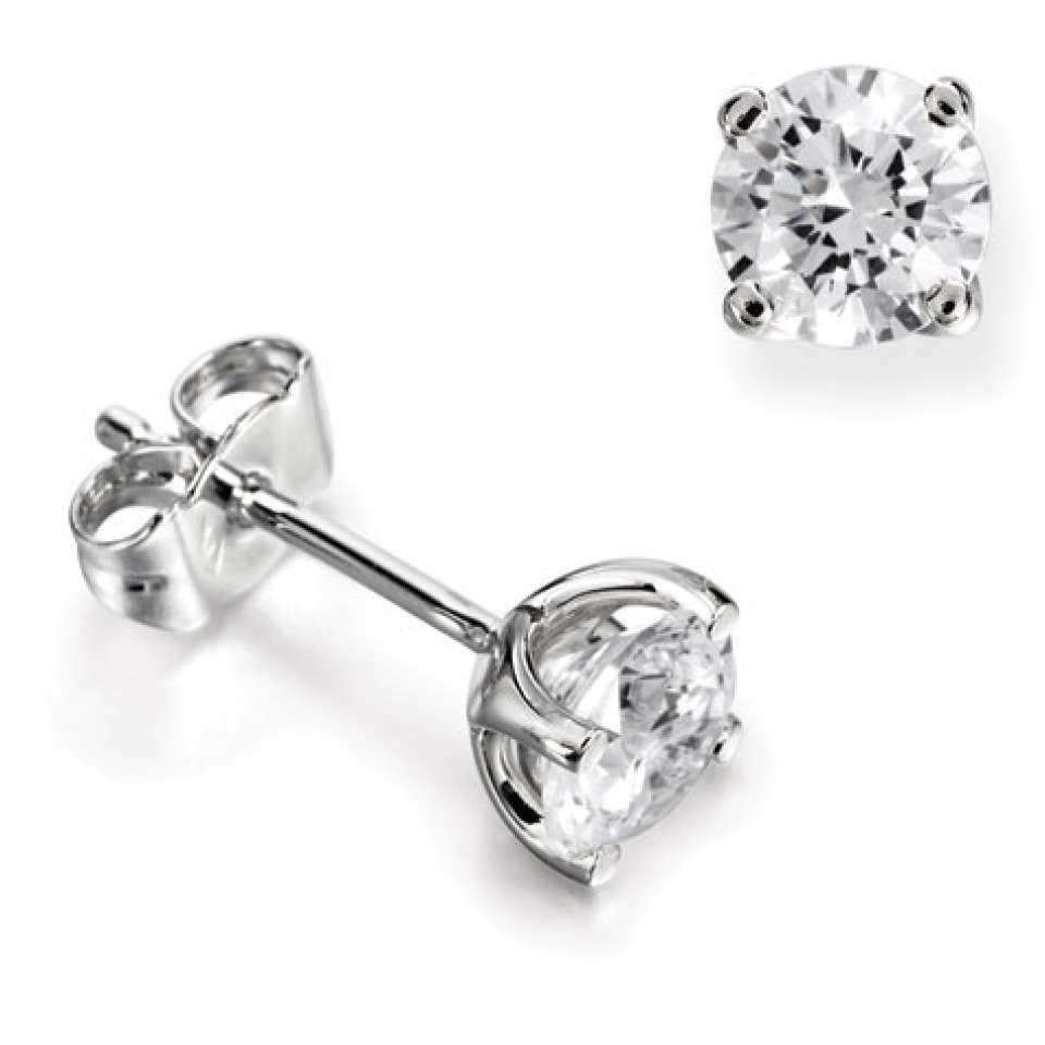 Platinum round brilliant cut 4.05cttw lab diamond 4 claw stud earrings