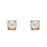 9ct yellow gold cream pearl 4 claw set stud earrings