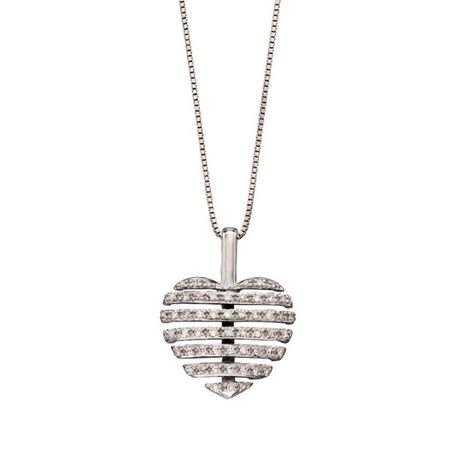 9ct white gold diamond split heart pendant