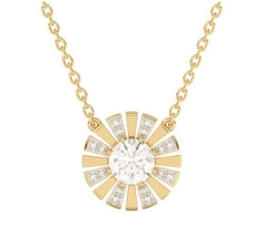 9ct yellow gold white topaz and diamond sunray necklace