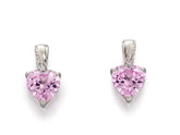 9ct white gold pink sapphire and diamond heart stud earrings