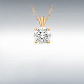 9ct rose gold small round cubic zirconia 4 claw solitaire pendant