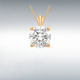 9ct rose gold large round cubic zirconia 4 claw solitaire pendant
