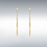 9ct yellow gold chain and faceted bar drop earrings
