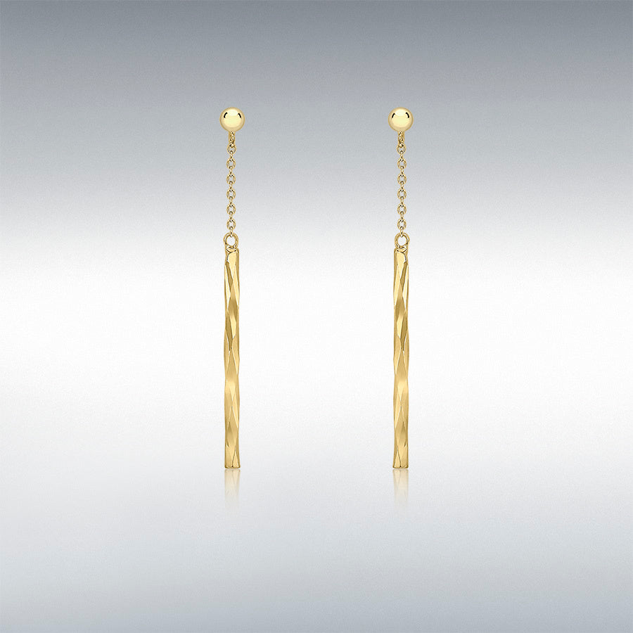 9ct yellow gold chain and faceted bar drop earrings