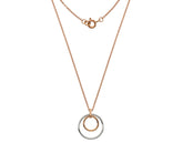9ct rose and white gold double open circle necklace