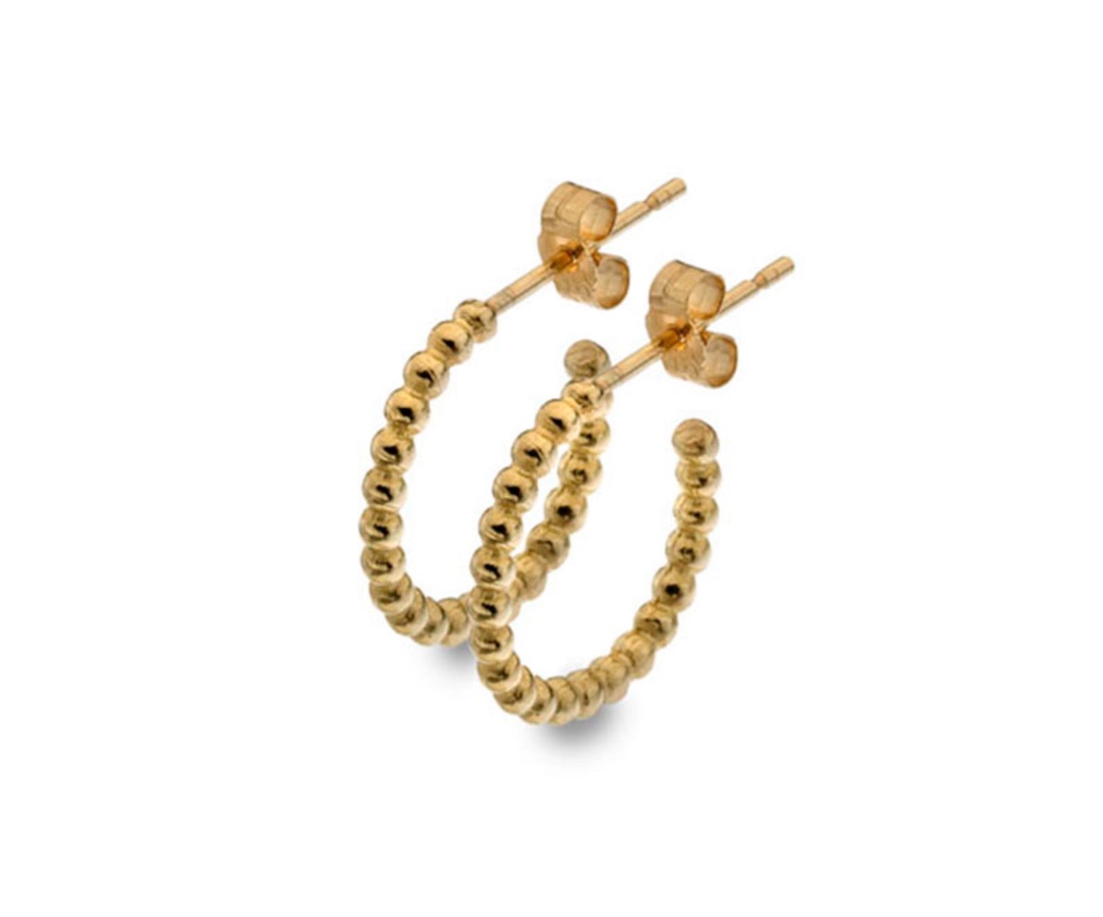 9ct yellow gold 3/4 bead hoop earrings