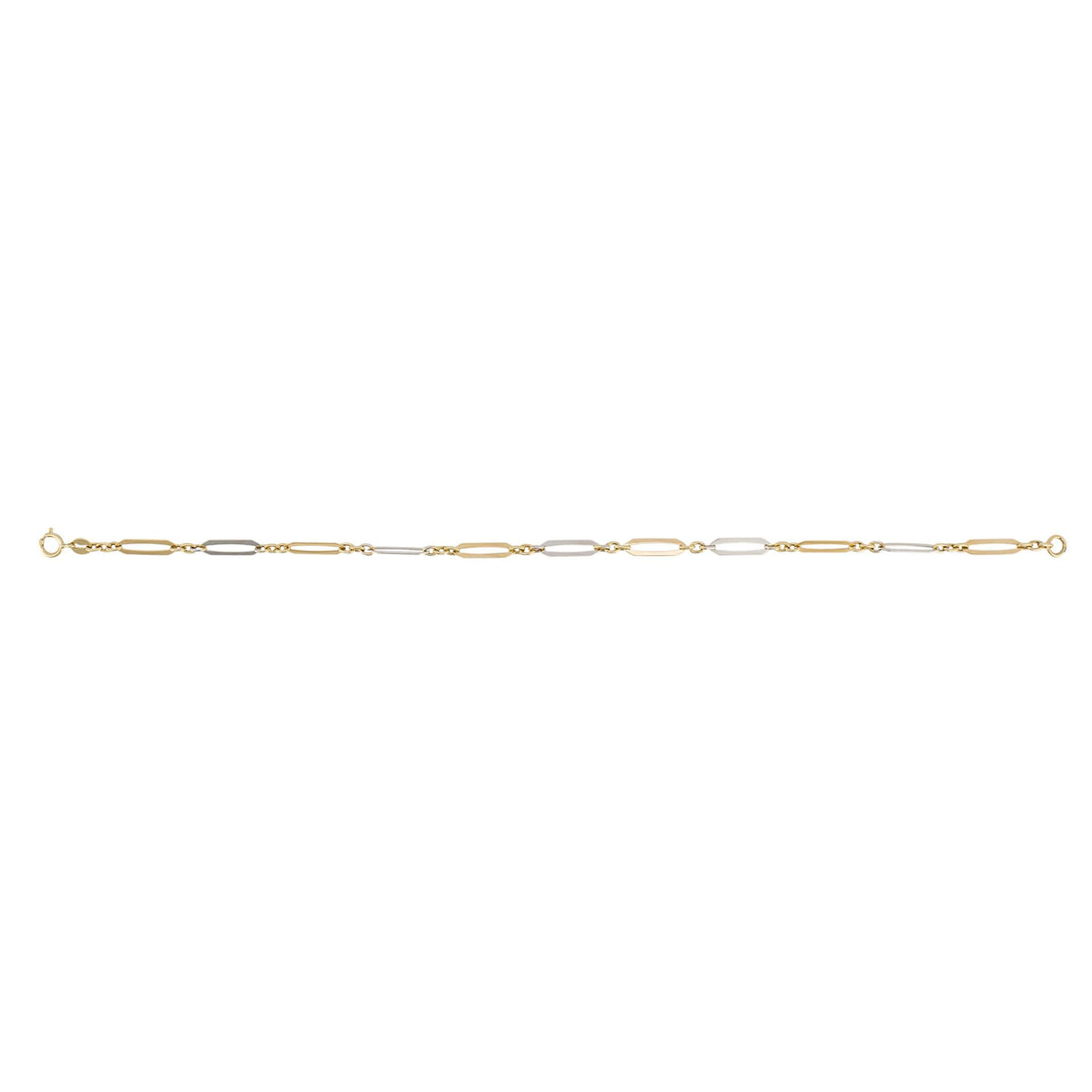 9ct yellow and white gold elongated link bracelet