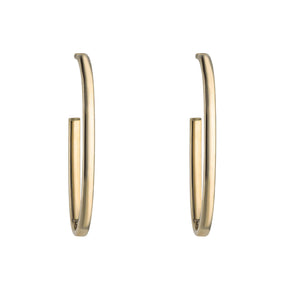 9ct yellow gold oval open 3/4 hoop earrings