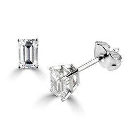 9ct white gold emerald cut D colour lab diamond stud earrings 2.02cttw