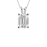 9ct white gold emerald cut D colour lab diamond 4 claw split bale pendant 1.04ct