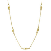 9ct yellow gold U shape link station necklace