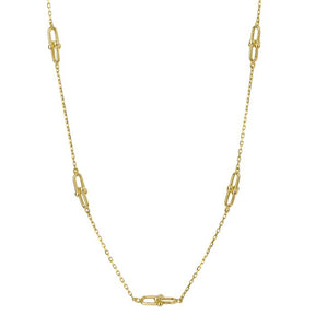9ct yellow gold U shape link station necklace