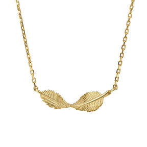 9ct yellow gold twist leaf necklace