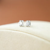 9ct white gold emerald cut D colour lab diamond stud earrings 2.02cttw