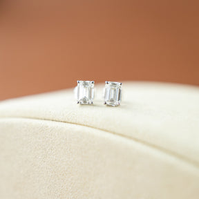 9ct white gold emerald cut D colour lab diamond stud earrings 2.02cttw