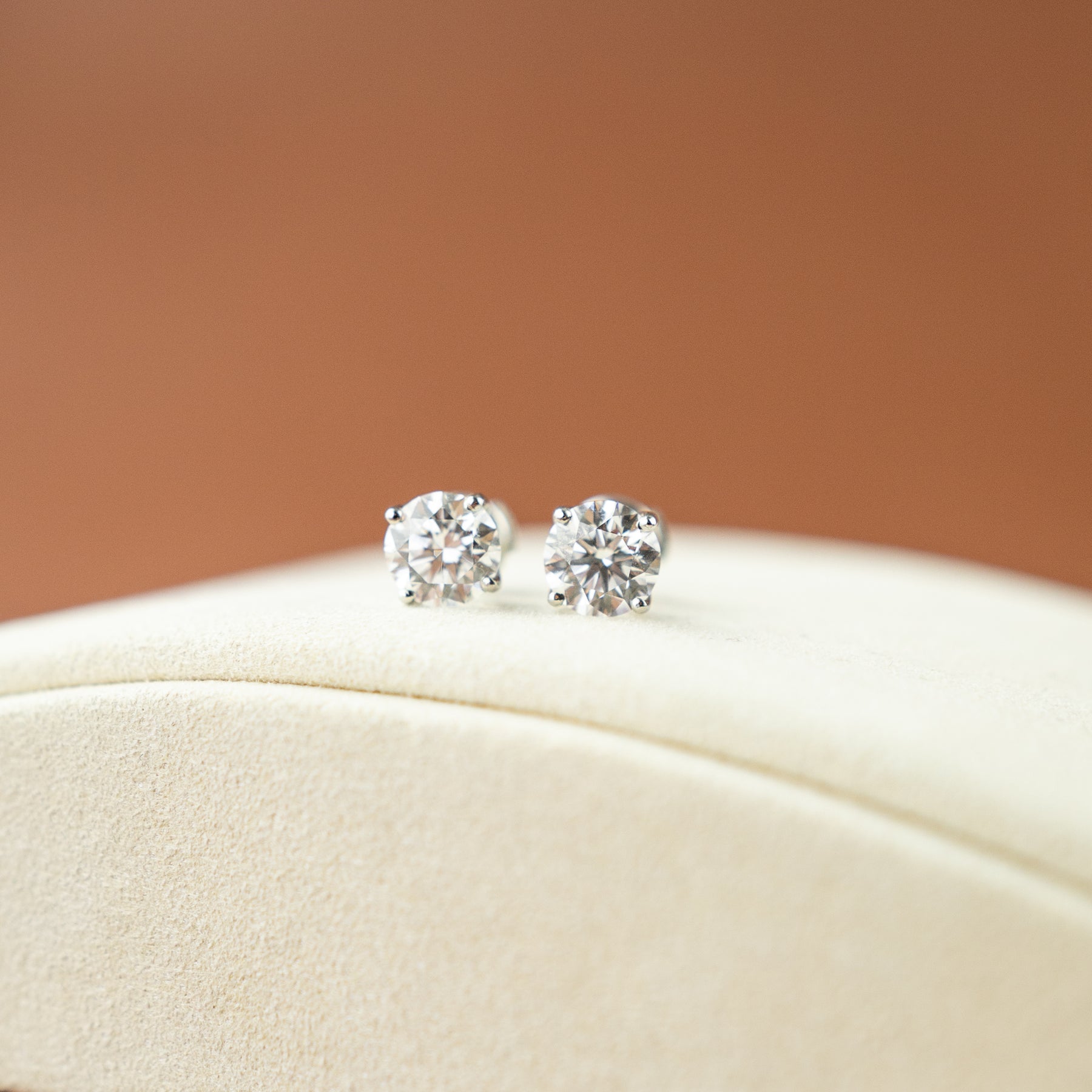 Platinum Round Brilliant Cut 4.05ct  4 Claw Stud Earrings