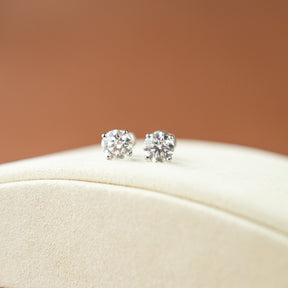 Platinum Round Brilliant Cut 4.05ct  4 Claw Stud Earrings