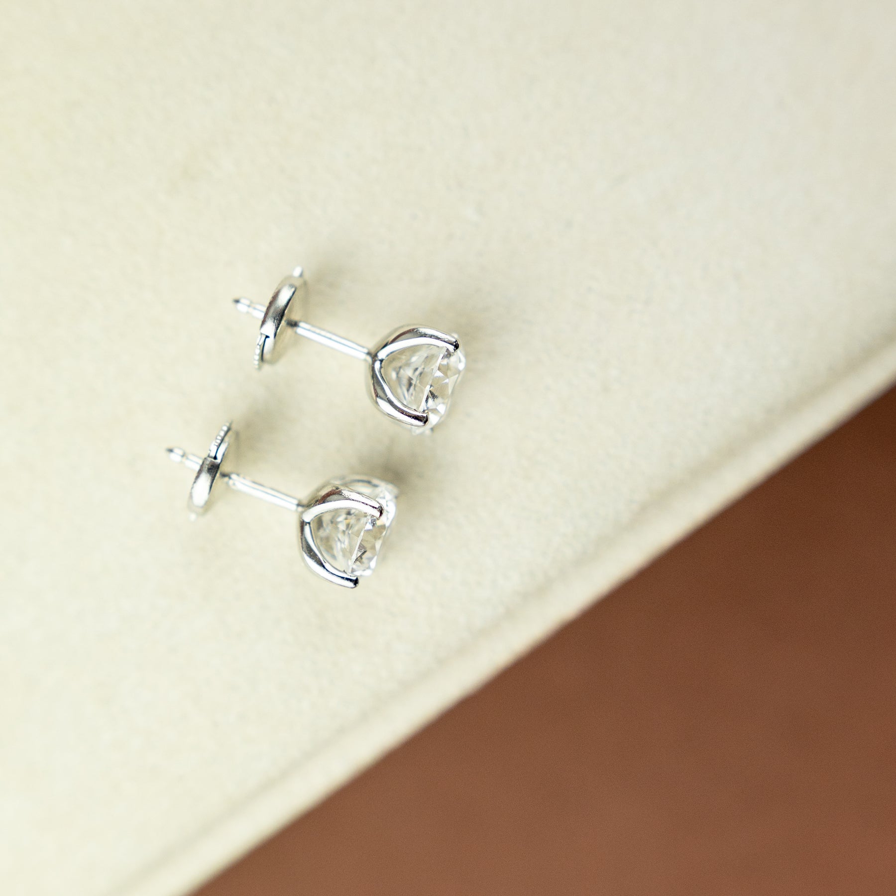 Platinum Round Brilliant Cut 4.05ct  4 Claw Stud Earrings