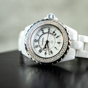 2007 Chanel J12 Date, White Ceramic & Diamond Bezel, 33mm, H0967