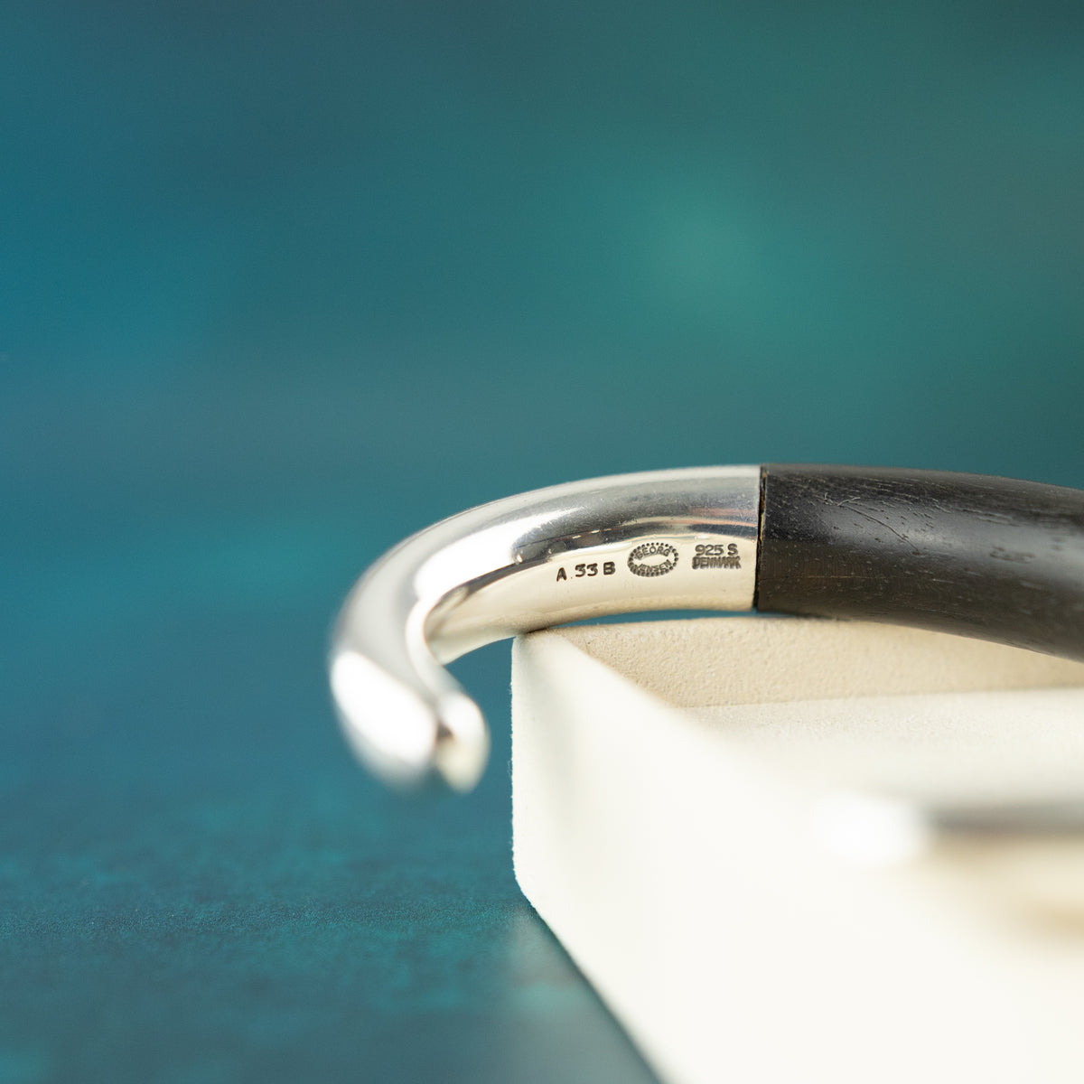Pre Loved Georg Jensen Aura Silver & Ebony Bangle  at RR Jewellers Yarm UK