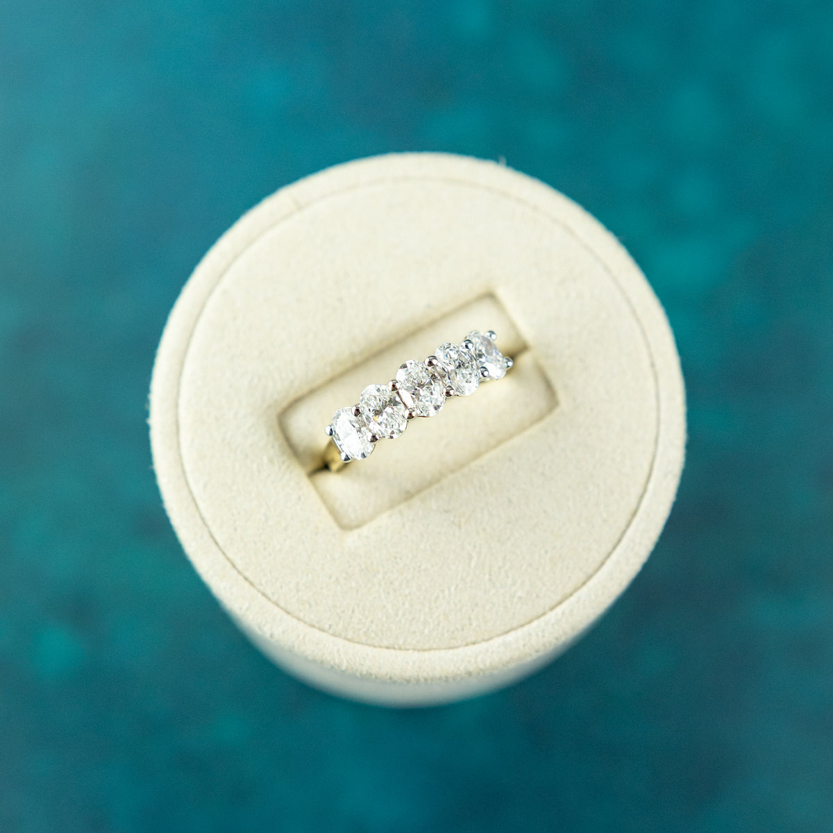 9 Karat Yellow Gold 5 Stone Oval Diamond Eternity Ring with 1.50ct at RR Jewellers UK