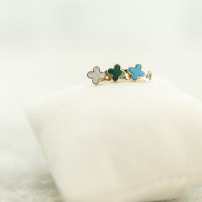 Designer Inspired 9ct Yellow Gold Turquoise Petal Earrings