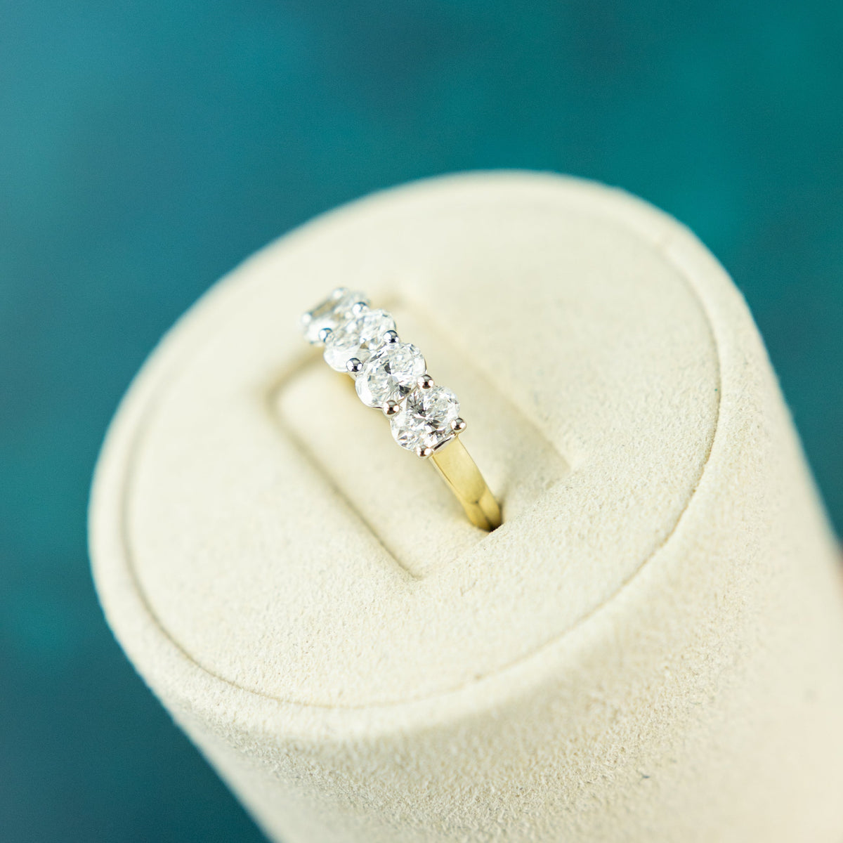 9 Karat Yellow Gold 5 Stone Oval Diamond Eternity Ring with 1.50ct at RR Jewellers UK