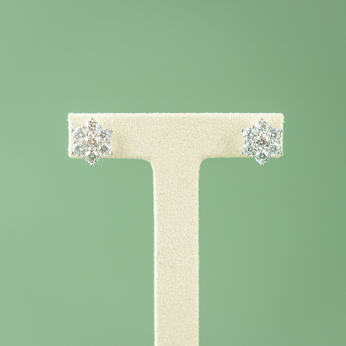 9 Karat Yellow Gold Diamond Cluster Studs with 2.00ct Total RR Jewellers Yarm UK