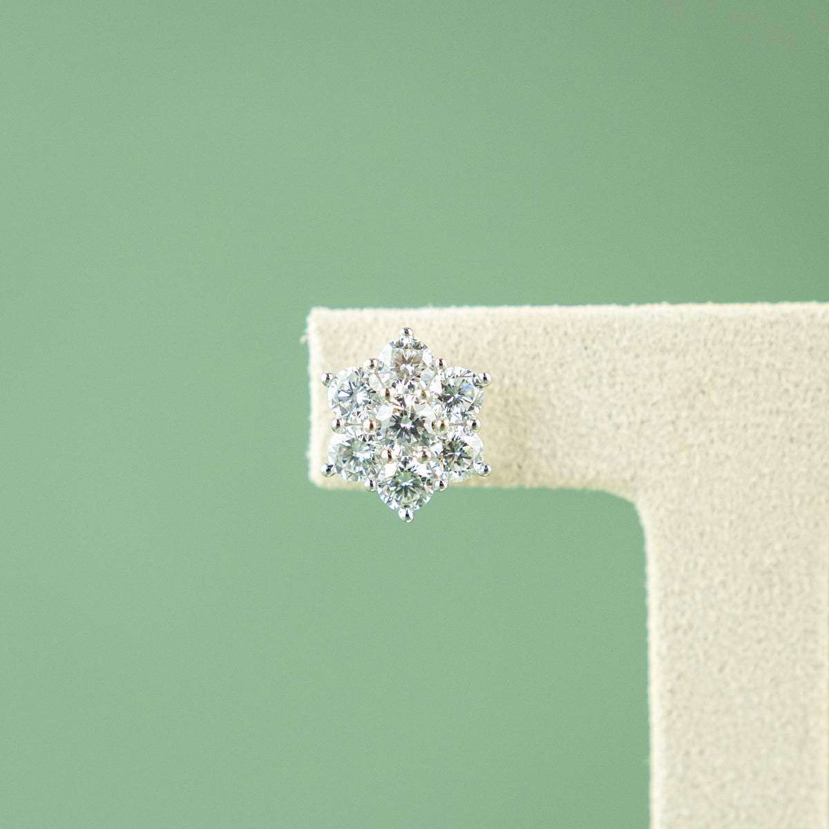 9 Karat Yellow Gold Diamond Cluster Studs with 2.00ct Total